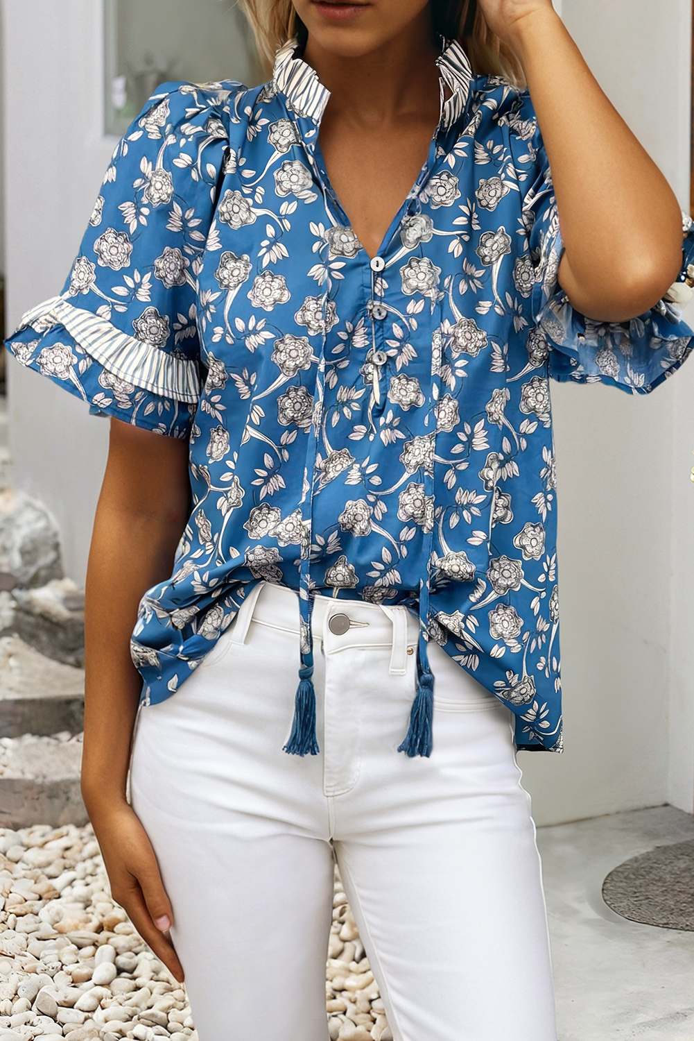 Floral & Stripe Blouse