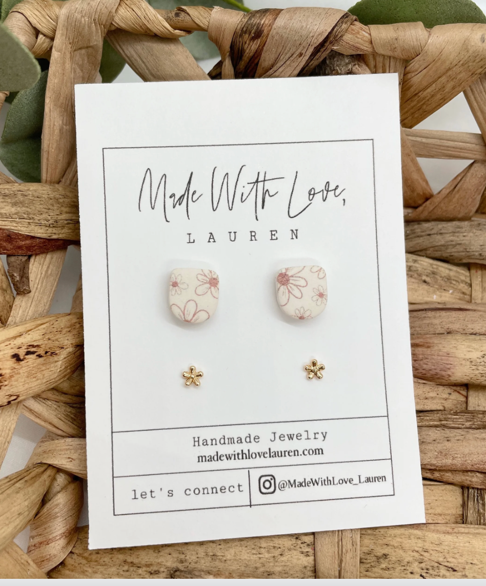 Florals and Cream Stud