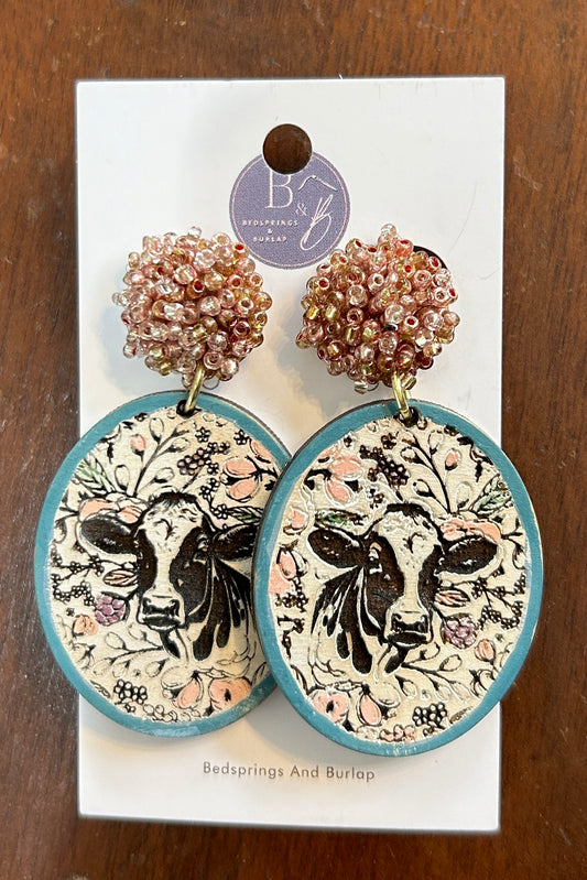 B&B Cow Dangle Earrings