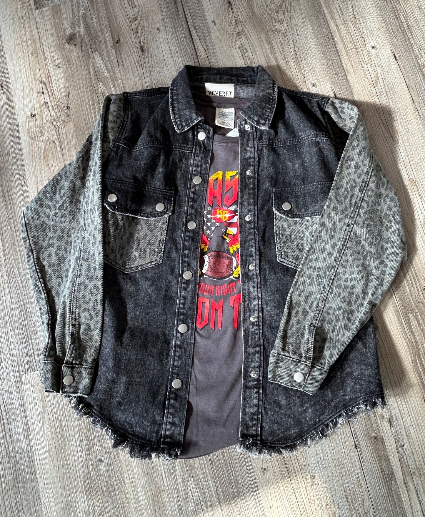 Leopard & Black Denim Jacket