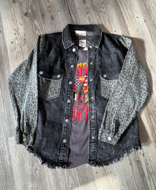 Leopard & Black Denim Jacket