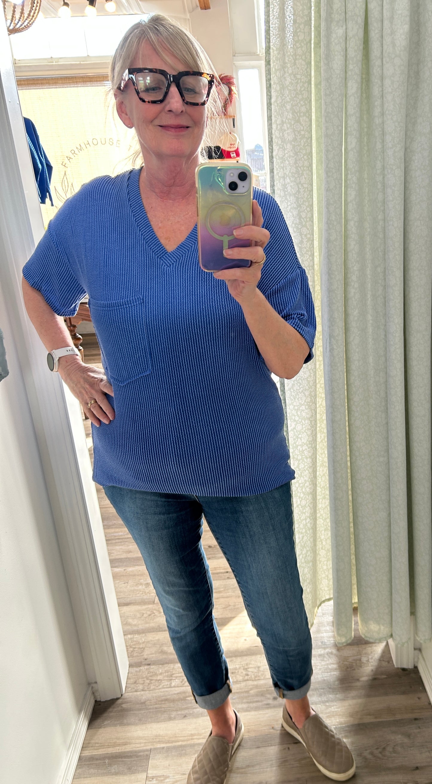 Corded V Neck Top