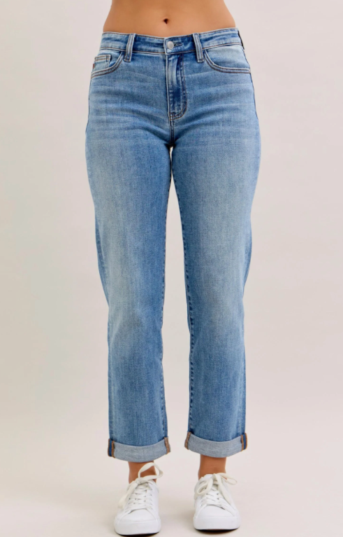 Judy Blue Cuffed Boyfriend Jeans