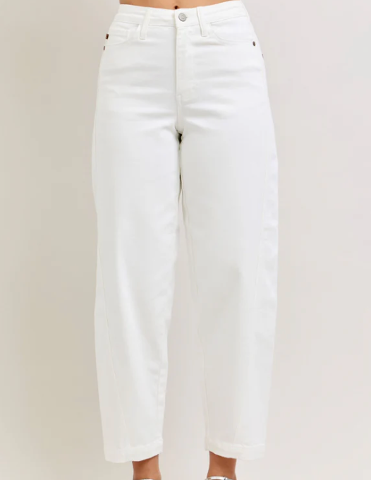 Judy Blue White Barrel Jeans