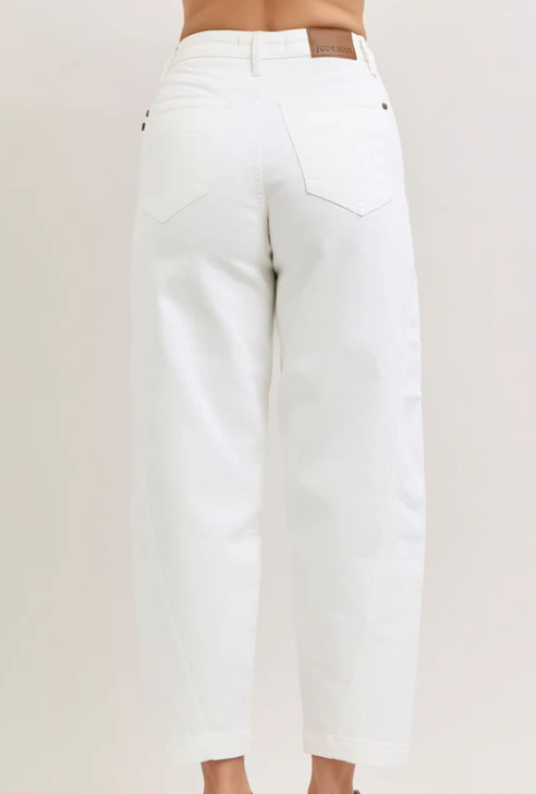 Judy Blue White Barrel Jeans