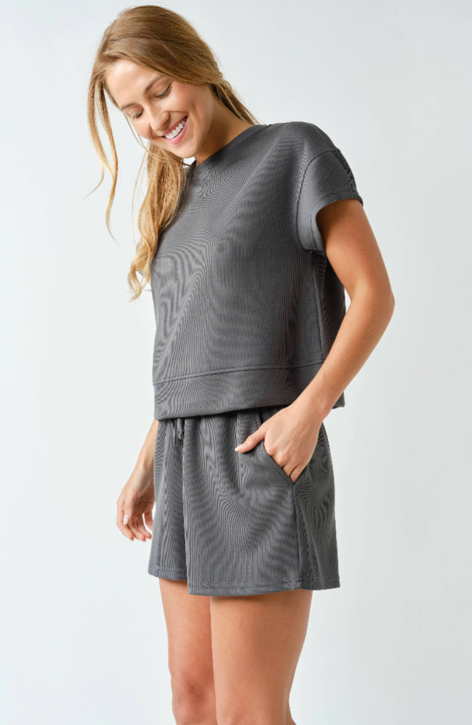 Luxe Rib Shorts - Charcoal