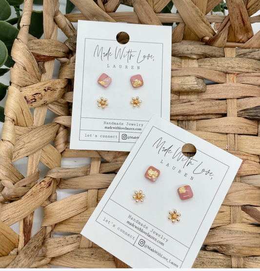 Square + Bloom Stud