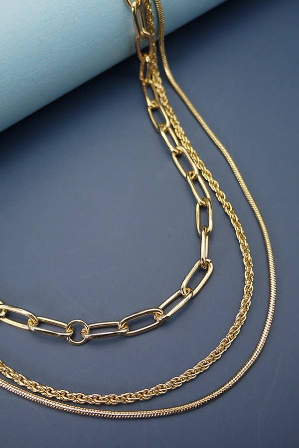 MULTI LAYER CHAIN NECKLACE - GOLD