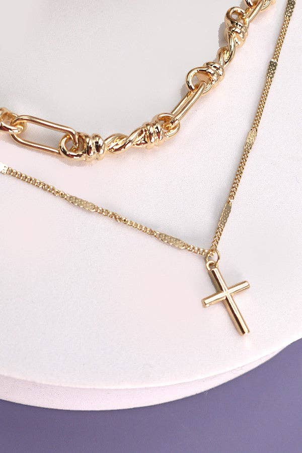 DOUBLE ROW CROSS Necklace