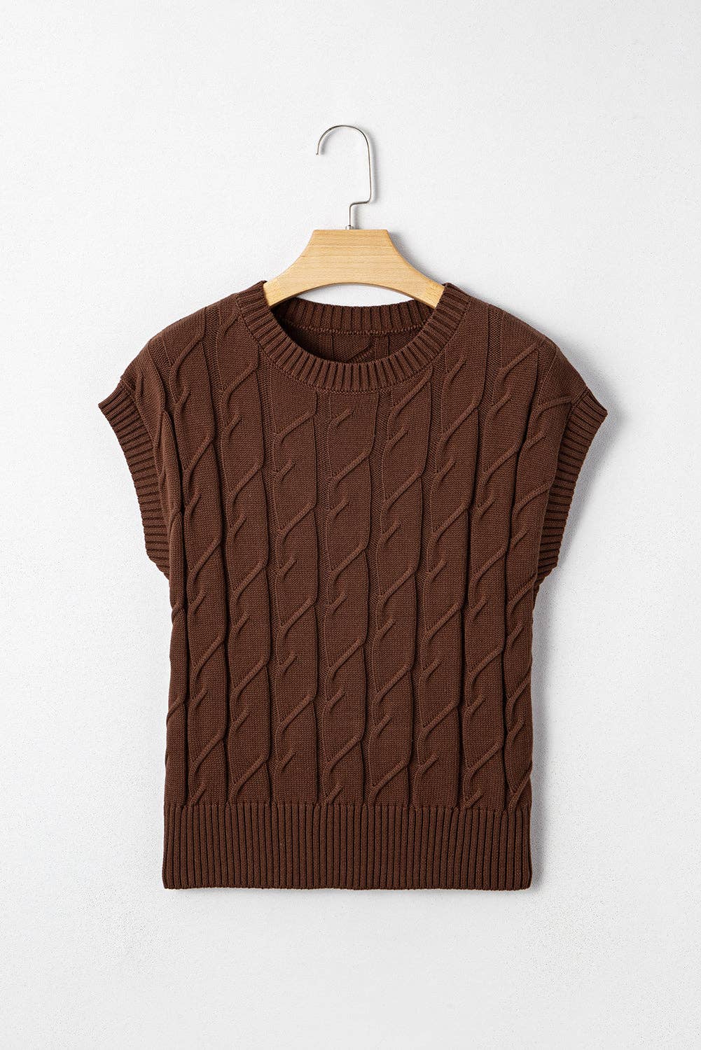 Dark Brown Short Sleeve Sweater