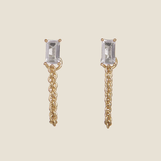 Classic Baguette Chain Drop Studs
