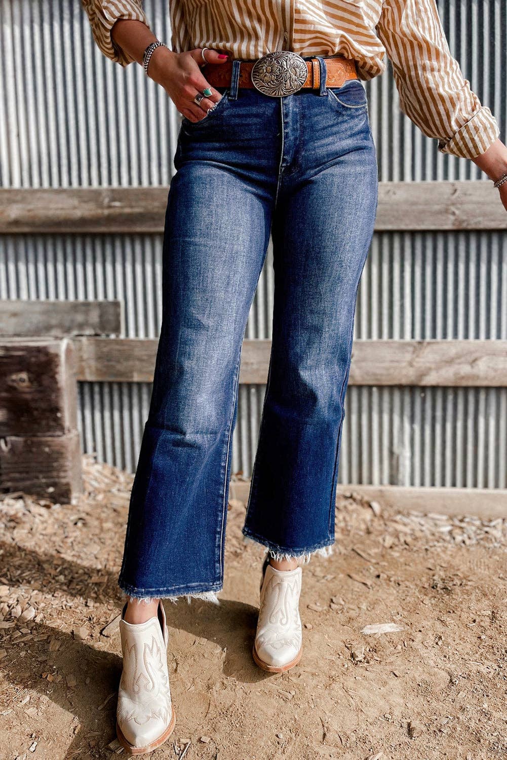 Mineral Wash Cropped Denim