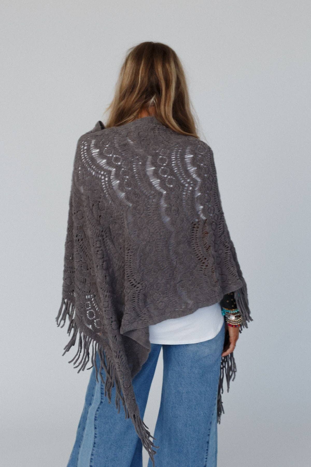 Gray Lace Poncho