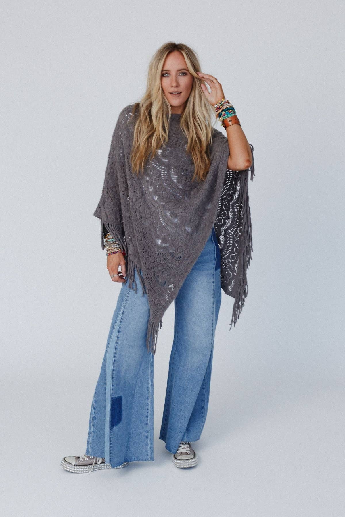 Gray Lace Poncho