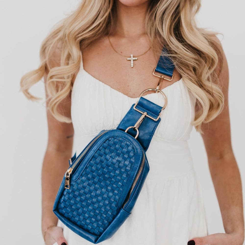 Waverly Woven Sling Bag - Blue