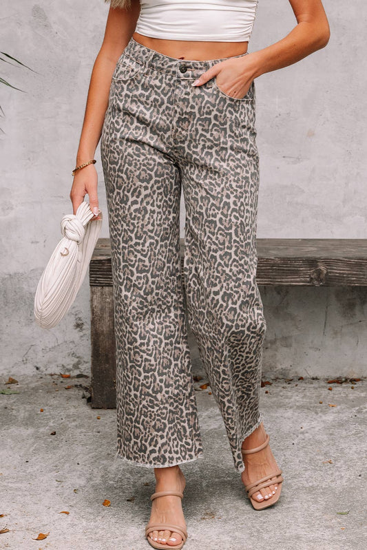 Leopard  Wide Leg Jeans