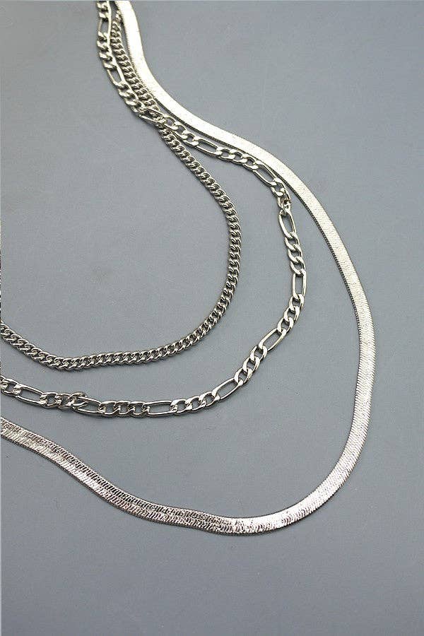 SILVER MULTI HERRINGBONE NECKLACE