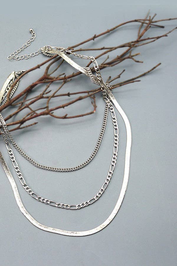 SILVER MULTI HERRINGBONE NECKLACE