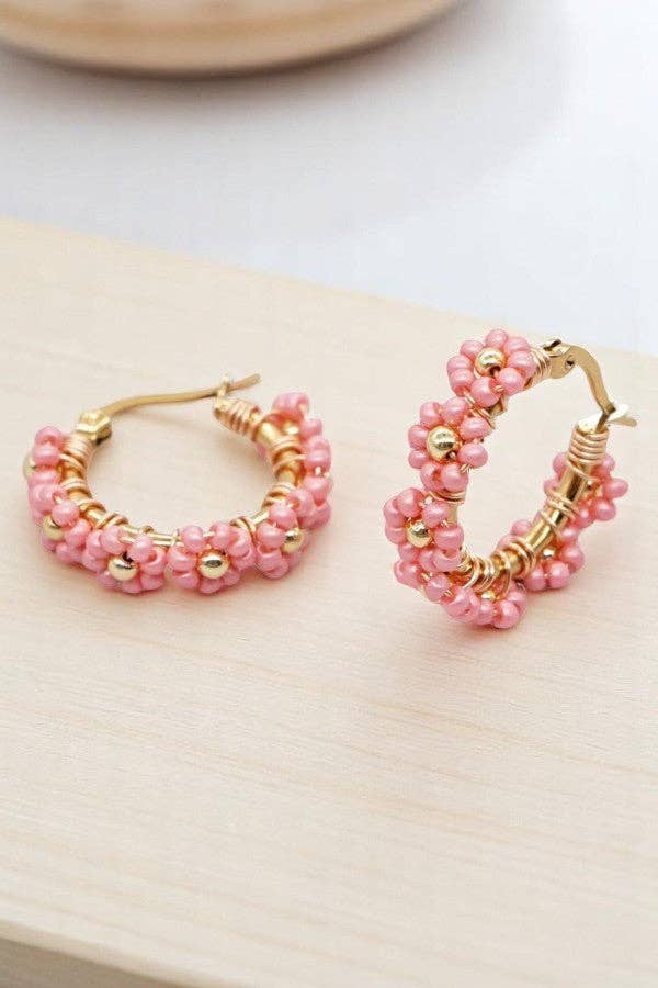 Beaded Earrings: Pink