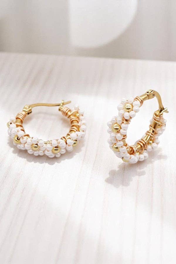 Beaded Earrings: White