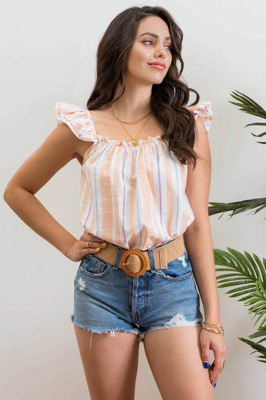 Peach STRIPED TOP