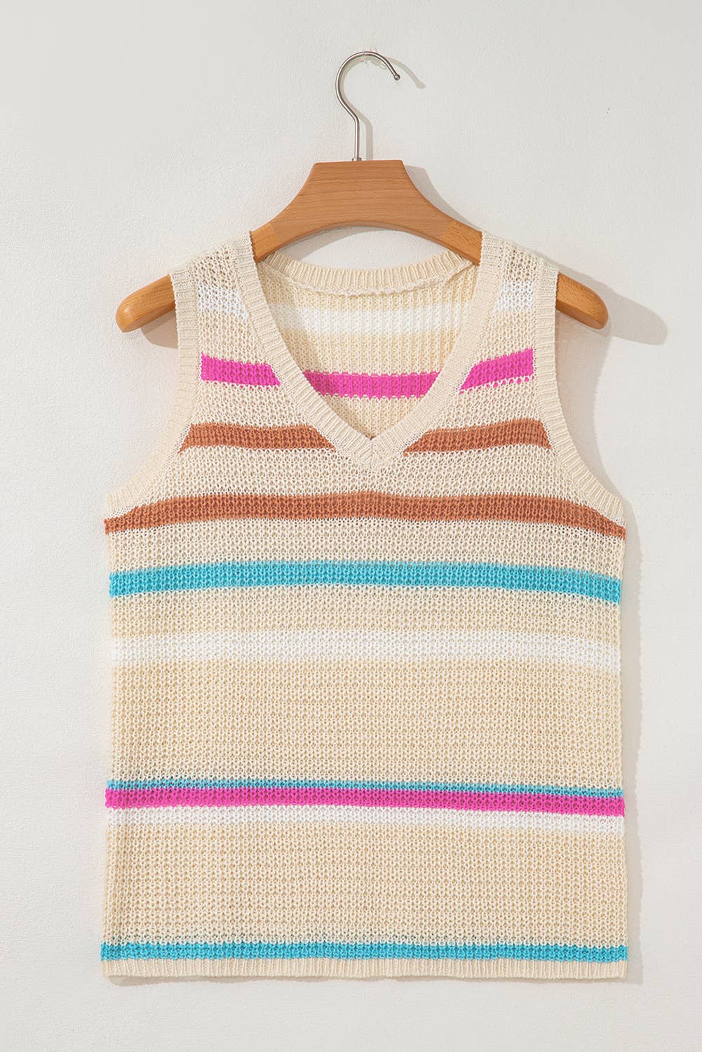 V Neck Striped Vest