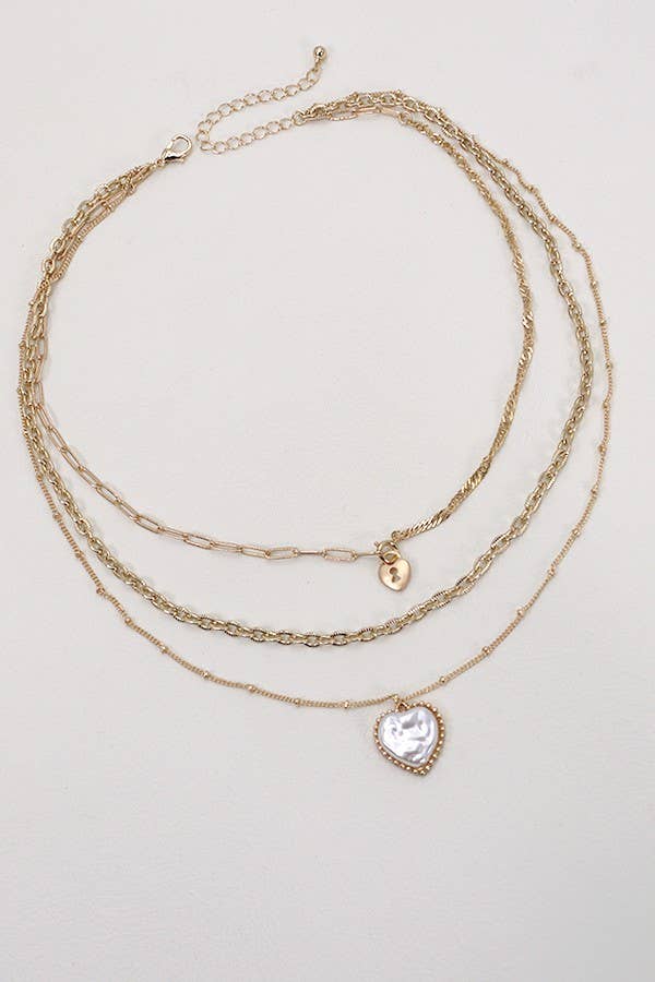 LOCK PEARL HEART NECKLACE