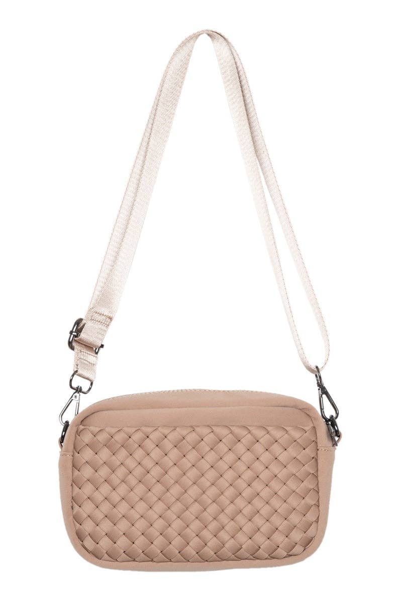 Tan Woven Crossbody Bag