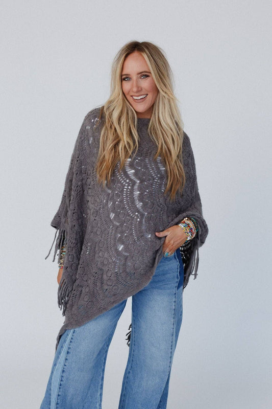 Gray Lace Poncho
