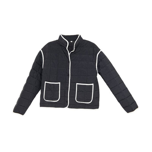Black Quilted Trim Jacket