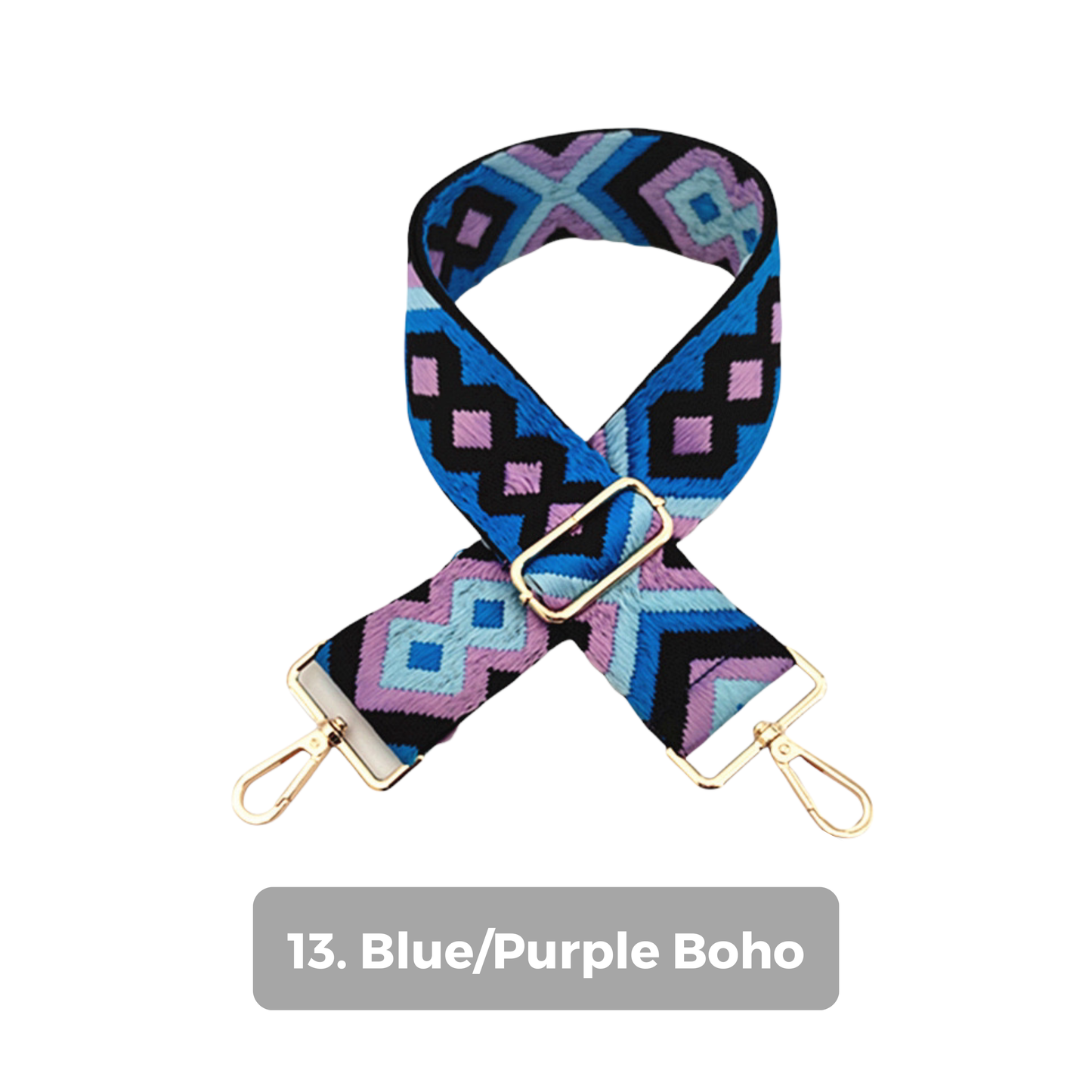 Crossbody Bag  Strap - Blue & Black Boho